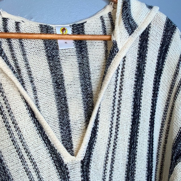 Buc-ee’s Striped Hoodie Sweatshirt Tunic - Black and Cream - Boho Hippie - XL - Picture 5 of 8